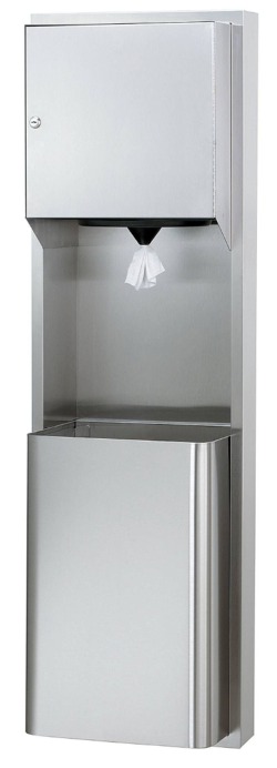 Bradley 236 Series Center Pull Towel Dispenser with 12 or 18 Gallon Waste Receptacle